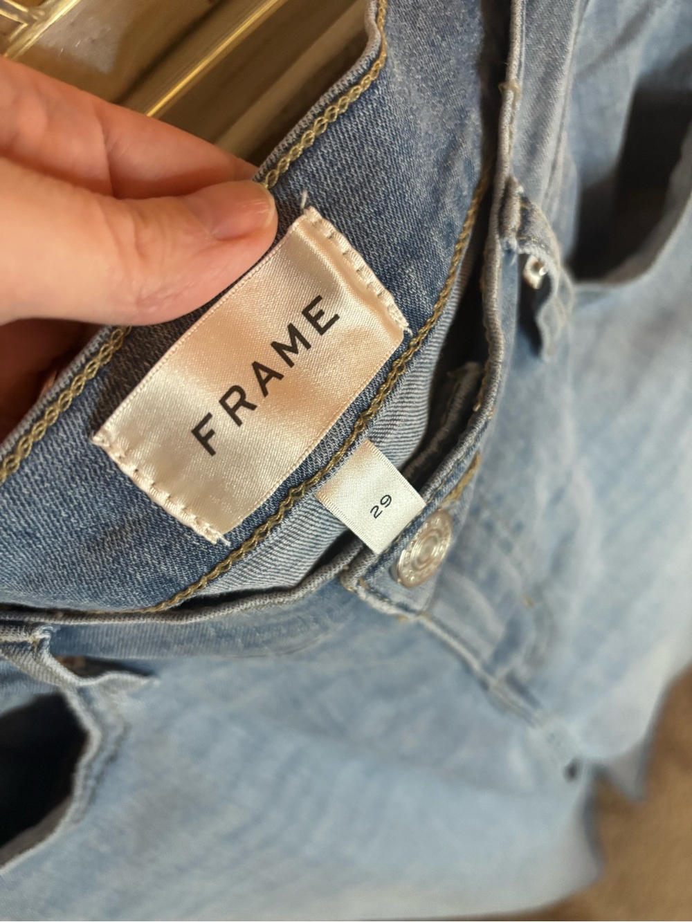 Frame Palazzo Crop Cutoff Jeans in Temper Raw After color - Picture 6 of 7